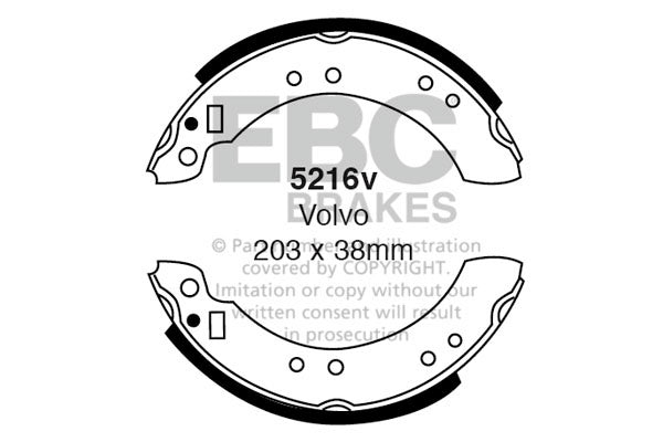 EBC Bremsbacken Hinterachse 5216V  für Volvo 340-360 2.0 (75kw/ 102PS) Baujahr: 08/84-07/90 mit HSN TSN: 9629 323