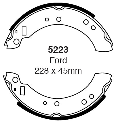 EBC Bremsbacken Hinterachse 5223  für Ford Capri 3 2.8 Superinjection (118kw/ 160PS) Baujahr: 01/81-04/87 mit HSN TSN: 0928 545