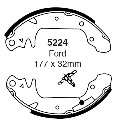 EBC Bremsbacken Hinterachse 5224  für Ford Fiesta 1.0 (29kw/ 40PS) Baujahr: 10/77-11/86 mit HSN TSN: 7528 001