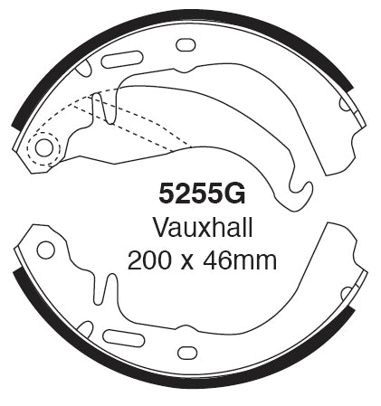 EBC Bremsbacken Hinterachse 5255G  für Opel Ascona C 1.8i (85kw/ 115PS) Baujahr: 09/82-08/86 mit HSN TSN: 0039 613