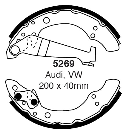 EBC Bremsbacken Hinterachse 5269  für EBC RP-Bremsbeläge  45352 (44kw/ 60PS) Baujahr: 09/78-07/86 mit HSN TSN: 0591 321