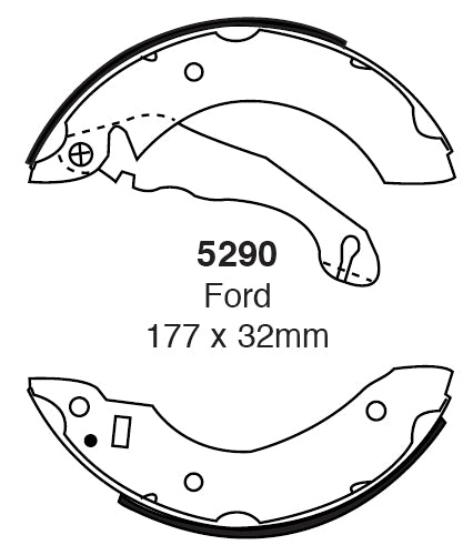 EBC Bremsbacken Hinterachse 5290  für Ford Escort 4 45383 (55kw/ 75PS) Baujahr: 01/86-07/90 mit HSN TSN: 7528 324