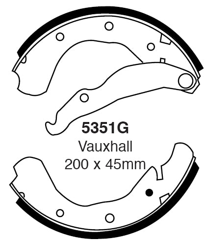 EBC Bremsbacken Hinterachse 5351G  für Vauxhall Astra 1.6 S (66kw/ 90PS) Baujahr: 09/84-08/86