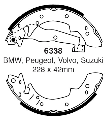 EBC Bremsbacken Hinterachse 6338  für Volvo 340-360 45293 (90kw/ 122PS) Baujahr: 08/81-07/82