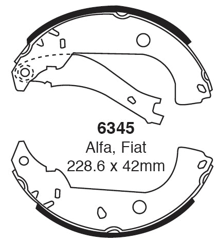 EBC Bremsbacken Hinterachse 6345  für Alfa Romeo 146 1.8i.e.16V Twin Spark (103kw/ 140PS) Baujahr: 11/96-01/01 mit HSN TSN: 4001 153