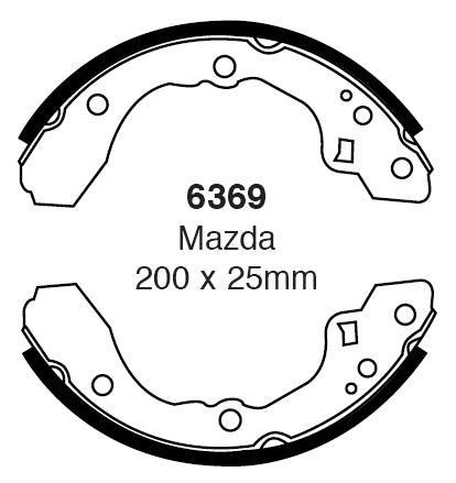 EBC Bremsbacken Hinterachse 6369  für Mazda 626 (2) 2.0 (74kw/ 101PS) Baujahr: 03/83-09/87 mit HSN TSN: 7118 317