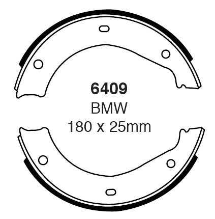 EBC Handbremsbacken  6409  für BMW 5 3.6 M5 Kat (232kw/ 315PS) Baujahr: 10/88-05/92 mit HSN TSN: 0575 306