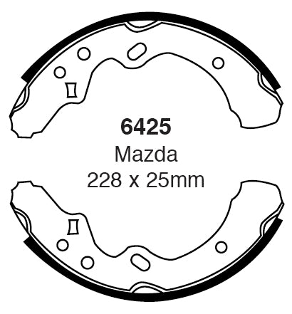 EBC Bremsbacken Hinterachse 6425  für Mazda 323 (3) 1.6 4x4 (63kw/ 86PS) Baujahr: 05/90-03/93 mit HSN TSN: 7118 415