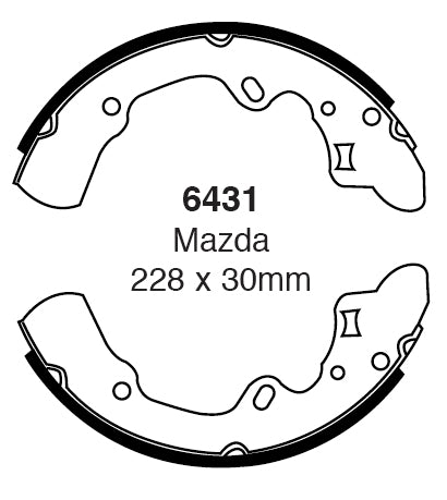 EBC Bremsbacken Hinterachse 6431  für Mazda 626 (3) 2.2 12V (85kw/ 115PS) Baujahr: 04/88-12/91 mit HSN TSN: 7118 386