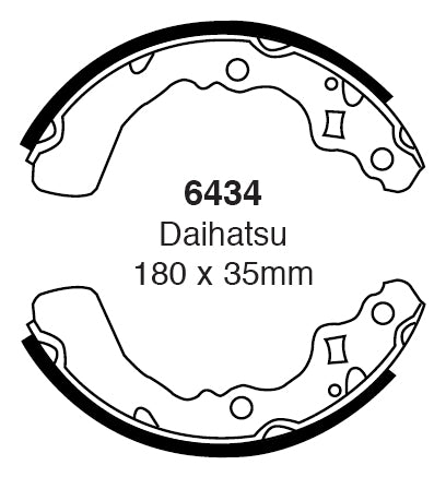 EBC Bremsbacken Hinterachse 6434  für Daihatsu Cuore 4 0.8 (32kw/ 43PS) Baujahr: 01/95-11/96 mit HSN TSN: 7111 350