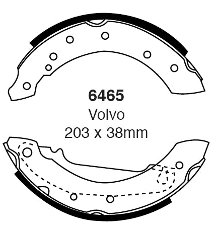 EBC Bremsbacken Hinterachse 6465  für Volvo 480 E 1.7 Turbo (88kw/ 120PS) Baujahr: 08/87-07/96 mit HSN TSN: 9644 326