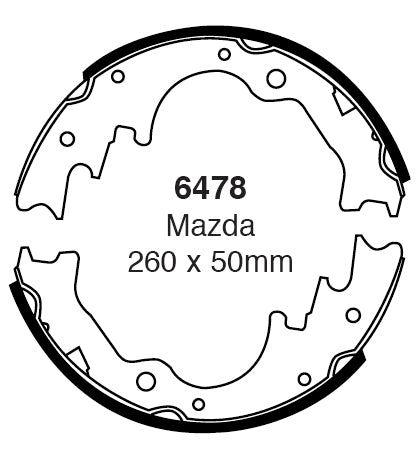 EBC Bremsbacken Hinterachse 6478  für Mazda B-Serie 2.5 D (62kw/ 84PS) Baujahr: 12/02--03/05 mit HSN TSN: 7118 521