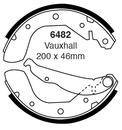 EBC Handbremsbacken  6482  für Opel Astra F 1.4i 16V (66kw/ 90PS) Baujahr: 02/96-01/98 mit HSN TSN: 0039 957