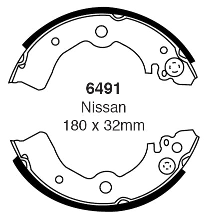 EBC Bremsbacken Hinterachse 6491  für Nissan Sunny 3 2.0 D (55kw/ 75PS) Baujahr: 10/90-05/95 mit HSN TSN: 7105 480