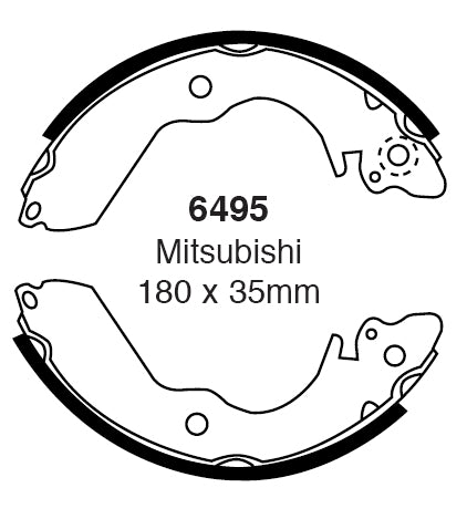 EBC Bremsbacken Hinterachse 6495  für Mitsubishi Lancer 4 1.5 12V (62A) (66kw/ 90PS) Baujahr: 05/89-05/92 mit HSN TSN: 7107 462