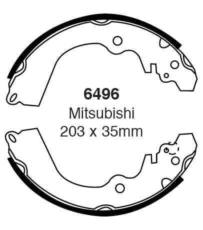 EBC Bremsbacken Hinterachse 6496  für Mitsubishi Galant 4 45505 (63kw/ 86PS) Baujahr: 11/87-08/90 mit HSN TSN: 7107 416