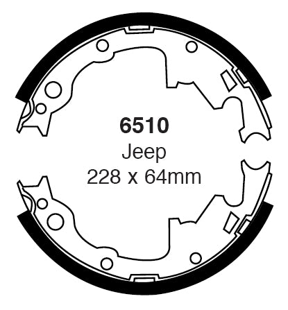 EBC Bremsbacken Hinterachse 6510  für Jeep Cherokee 1 45414 (89kw/ 121PS) Baujahr: 10/95- mit HSN TSN: 1004 474
