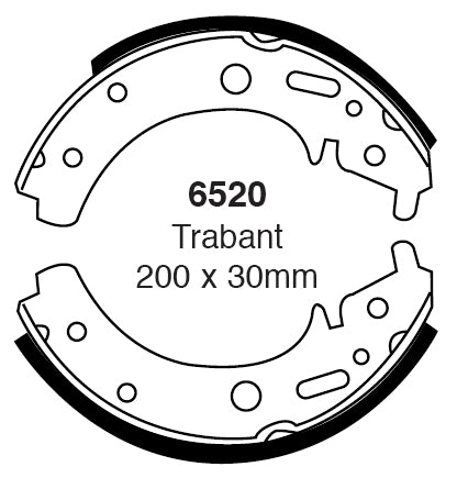 EBC Bremsbacken Hinterachse 6520  für Trabant P 601 Tramp 0.6 (19kw/ 26PS) Baujahr: 10/66-04/90 mit HSN TSN: 0845 308