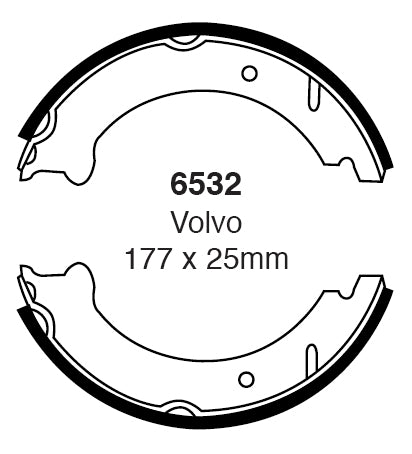 EBC Handbremsbacken  6532  für Volvo V70 (1) 2.0 Turbo (166kw/ 226PS) Baujahr: 01/97-03/00 mit HSN TSN: 9101 769