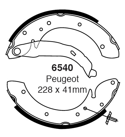 EBC Bremsbacken Hinterachse 6540  für Peugeot 405 1.9 D (50kw/ 68PS) Baujahr: 06/94-10/95 mit HSN TSN: 3003 757