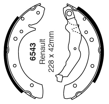 EBC Bremsbacken Hinterachse 6543  für Renault Megane 1 1.4 e (55kw/ 75PS) Baujahr: 03/99- mit HSN TSN: 3004 595
