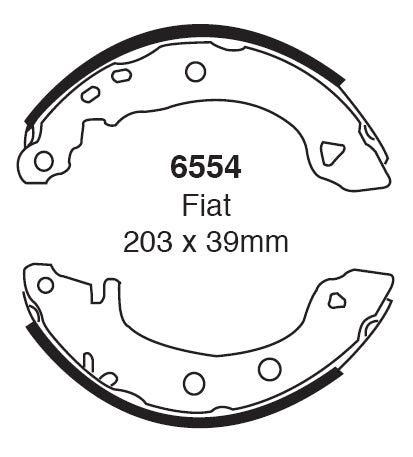 EBC Bremsbacken Hinterachse 6554  für Fiat Brava 1 1.9 TD 75 S (55kw/ 75PS) Baujahr: 03/96-10/01 mit HSN TSN: 4001 138