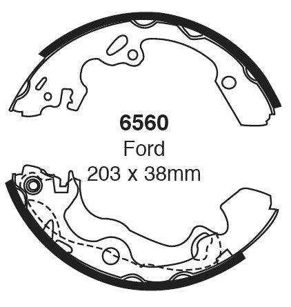 EBC Bremsbacken Hinterachse 6560  für Ford Focus 1 1.8 DI , TDDi (55kw/ 75PS) Baujahr: 08/99-11/04 mit HSN TSN: 8566 377