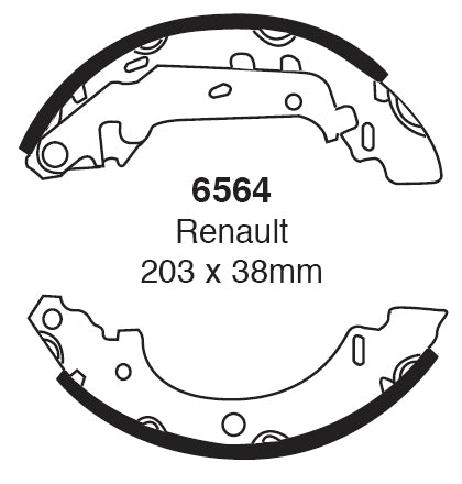 EBC Bremsbacken Hinterachse 6564  für Renault Kangoo 1 1.6 16V (70kw/ 95PS) Baujahr: 06/01- mit HSN TSN: 3004 167