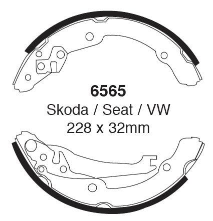 EBC Bremsbacken Hinterachse 6565  für VW Caddy 2 45444 (55kw/ 75PS) Baujahr: 11/95-05/97 mit HSN TSN: 0600 287