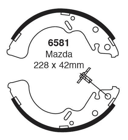 EBC Bremsbacken Hinterachse 6581  für Mazda 626 (5) 2.0 (85kw/ 115PS) Baujahr: 05/97-10/02 mit HSN TSN: 7118 487