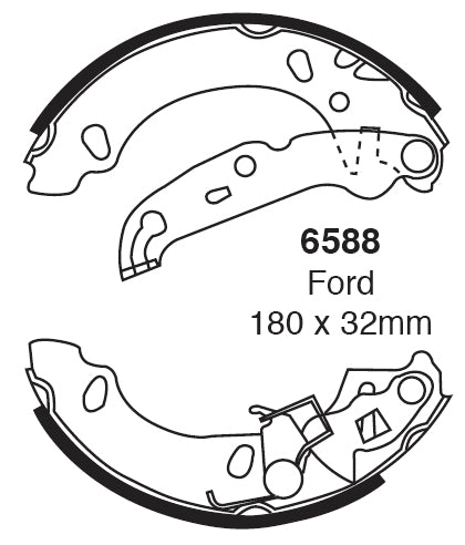 EBC Bremsbacken Hinterachse 6588  für Ford KA 1.3i (44kw/ 60PS) Baujahr: 09/96-11/08 mit HSN TSN: 0928 966