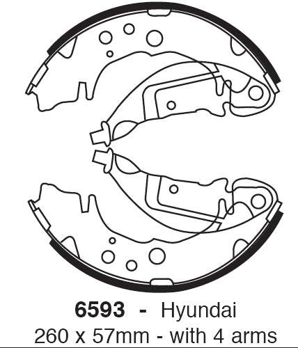 EBC Bremsbacken Hinterachse 6593  für Hyundai Santa Fe 1 2.0 (99kw/ 135PS) Baujahr: 08/01-03/06 mit HSN TSN: 8252 411