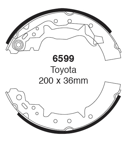 EBC Bremsbacken Hinterachse 6599  für Toyota Carina E 1.6i (73kw/ 99PS) Baujahr: 02/95-09/97 mit HSN TSN: 7104 274