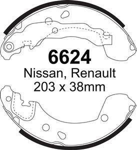 EBC Bremsbacken Hinterachse 6624  für Renault Modus 45444 (82kw/ 112PS) Baujahr: 12/04- mit HSN TSN: 3333 094