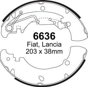 EBC Bremsbacken Hinterachse 6636  für Fiat Idea 1.4 16V (70kw/ 95PS) Baujahr: 01/04- mit HSN TSN: 4136 AJO