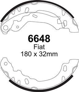 EBC Bremsbacken Hinterachse 6648  für Fiat 500 1.2 LPG (51kw/ 69PS) Baujahr: 12/10 - mit HSN TSN: 1727 AAN