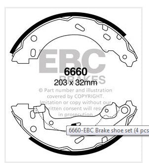 EBC Bremsbacken Hinterachse 6660  für Smart Fortwo 1 0.7 (45kw/ 61PS) Baujahr: 01/04- mit HSN TSN: 9891 002