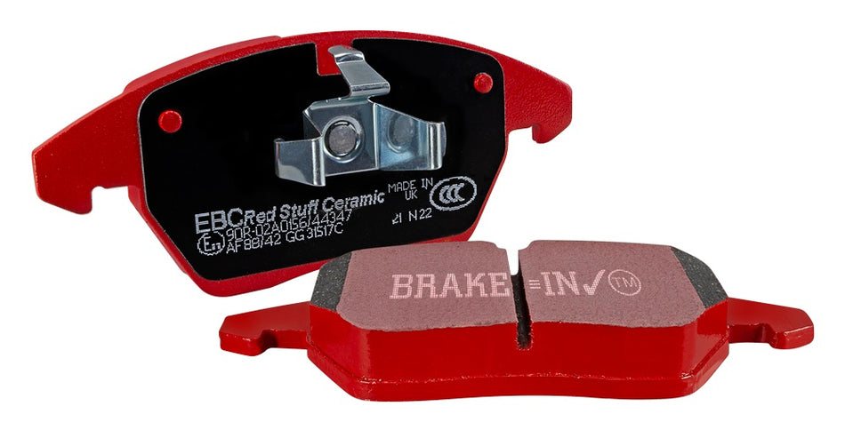 EBC Redstuff Bremsbeläge Hinterachse DP31043C ohne R90 für Volvo C70 2.3 T-5 (176kw/ 239PS) Baujahr: 03/98-10/05 mit HSN TSN: 9101 791