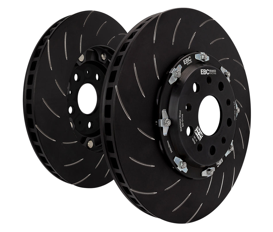 EBC Racing Swept Groove Disc Sportbremsscheibe 2-teilig Vorderachse SG2FC2141 Conversion für Tesla Model S 85D AWD (276kw/ 376PS) Baujahr: 10/14-02/16