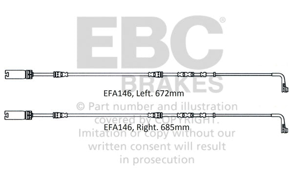 EBC Verschleisswarnkontakte Vorderachse EFA146  für BMW 3 M3 (309kw/ 420PS) Baujahr: 03/07-12/13 mit HSN TSN: 7909 AAW